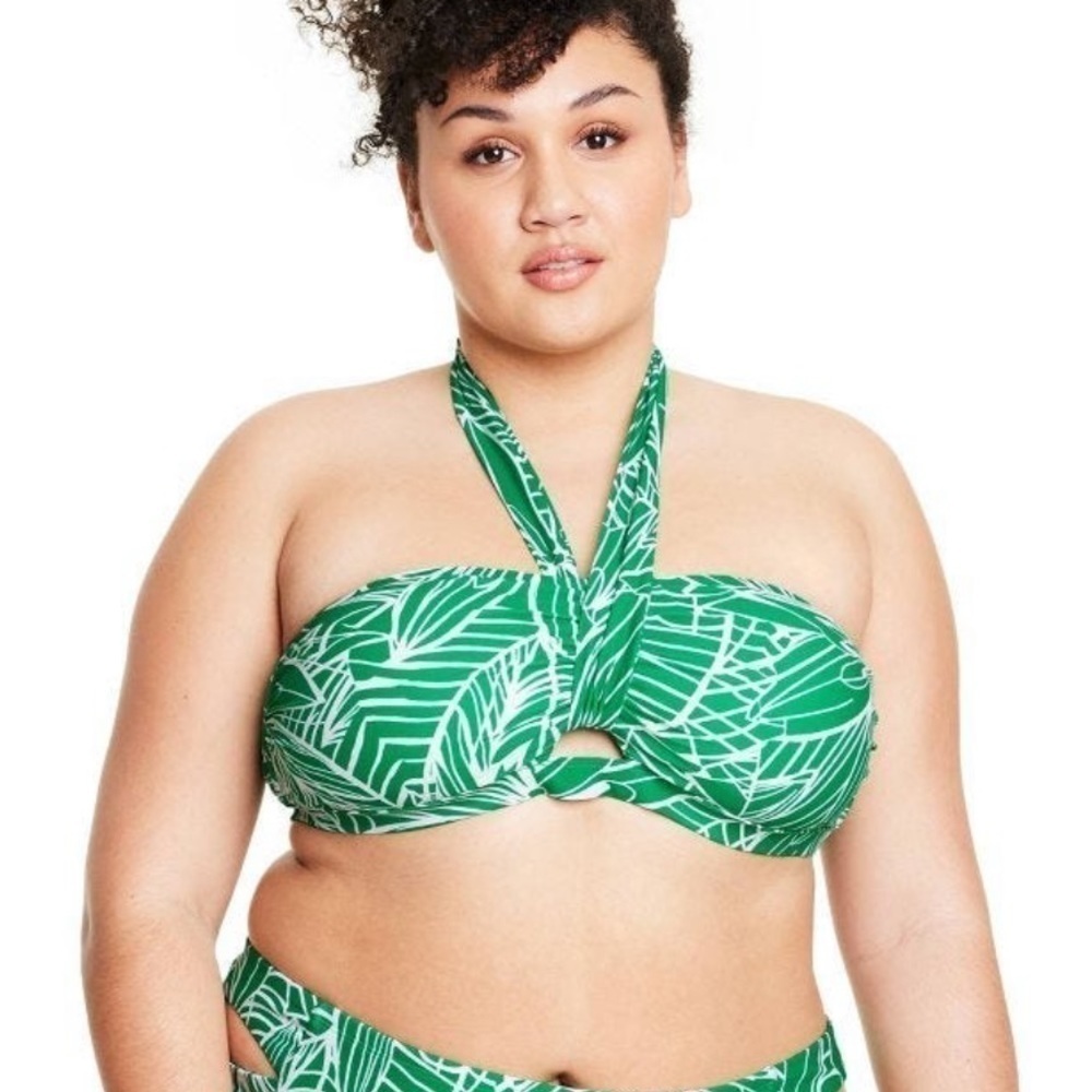Tabitha Brown X Target Linear Leaf Halter Neck Bikini Top  3X NWOT